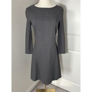 Women's Theory Size 8 Grey Textured Stretch‎ Kamillina Crinkle Flare Dress